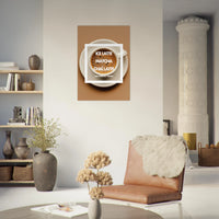 Tableau aluminium café Ice Latte Matcha Chai - Affiche encadrée minimaliste marron - Design coffee lover - THREEWORDS³