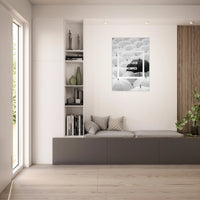 Tableau aluminium motivation Work Hard Sleep Late Sacrifice - Affiche encadrée noir et blanc parapluies - Design inspirant success mindset - THREEWORDS³