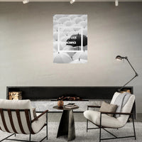 Tableau aluminium motivation Work Hard Sleep Late Sacrifice - Affiche encadrée noir et blanc parapluies - Design inspirant success mindset - THREEWORDS³