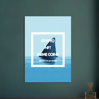 Tableau minimaliste Crypto NFT Meme Coins - Alluminium bleu océan - Décoration murale moderne - THREEWORDS³