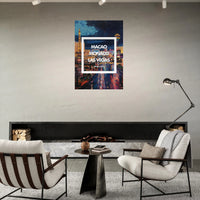 Tableau casino Macao Monaco Las Vegas - Affiche encadrée ambiance nocturne - Peinture urbaine ville lumière - THREEWORDS³