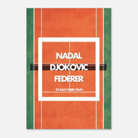 Tableau minimaliste Tennis - Nadal Djokovic Federer - Tableau aluminium terre battue - Design sportif - THREEWORDS³