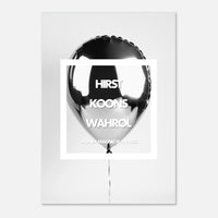 Tableau aluminium artistes Hirst Koons Warhol - Affiche encadrée ballon noir - Design art contemporain minimaliste - THREEWORDS³