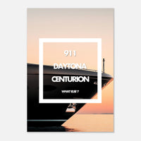 Tableau aluminium luxe 911 Daytona Centurion - Affiche encadrée yacht coucher de soleil - Design prestige minimaliste - THREEWORDS³