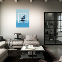 Tableau minimaliste Crypto NFT Meme Coins - Affiche encadrée bleu océan - Décoration murale moderne - THREEWORDS³