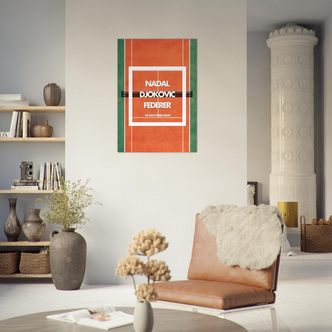 Tableau minimaliste Tennis - Nadal Djokovic Federer - Tableau aluminium terre battue - Design sportif - THREEWORDS³