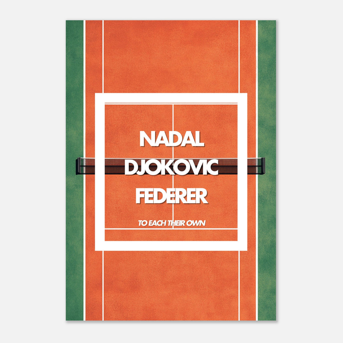 Tableau minimaliste Tennis - Nadal Djokovic Federer - Tableau aluminium terre battue - Design sportif - THREEWORDS³