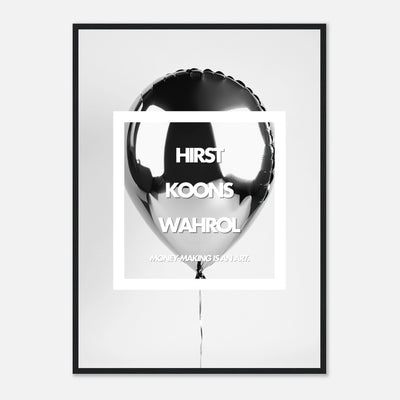Affiche minimaliste inspirée par Hirst, Koons et Warhol - Parfaite pour un décor artistique moderne.
