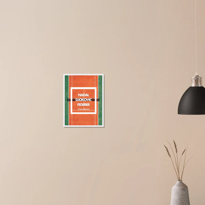 Affiche sportive inspirée du tennis - Idéale pour les fans de Nadal, Djokovic et Federer, avec une touche de minimalisme.

