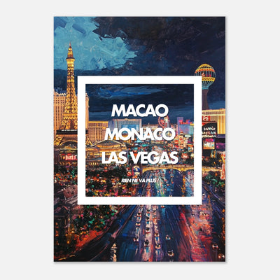 Tableau casino Macao Monaco Las Vegas - Affiche encadrée ambiance nocturne - Peinture urbaine ville lumière - THREEWORDS³